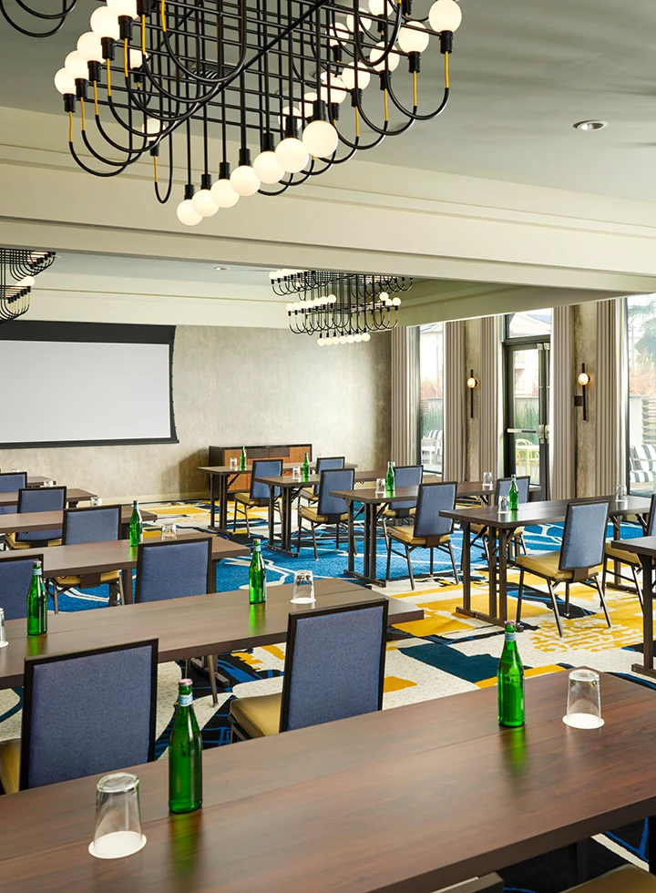 Hotel Centro meeting room prepared for classroom style layout